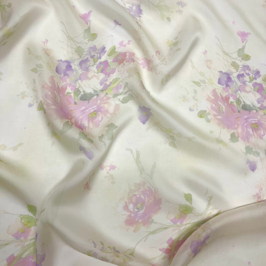 Organza di Seta - Floreale Verde Chiaro