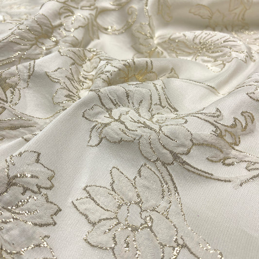 Jacquard floreale luminoso – Bianco Oro