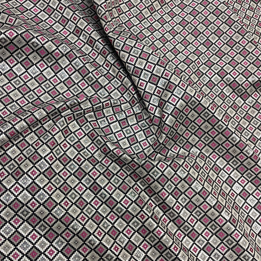 Jacquard geometrico – nero, grigio e fucsia