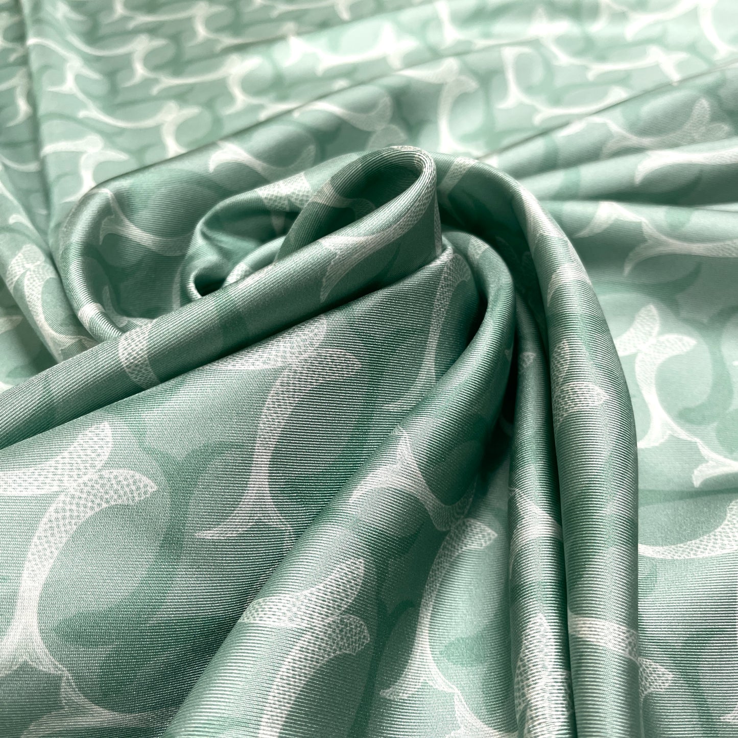 Twill di Seta Verde Acqua Fantasia