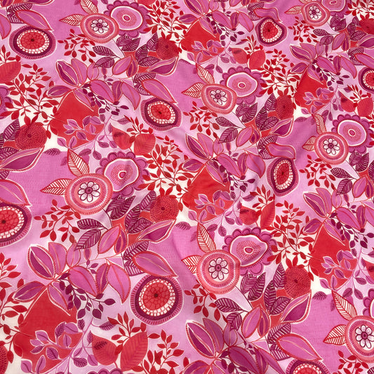 Cotone Leggero Floreale Rosa