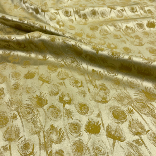 Cady Viscosa Jacquard Satinato Floreale Verde
