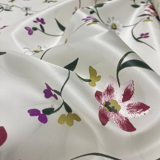 Doppia Organza di Seta - Floreale Effetto Dipinto a Mano