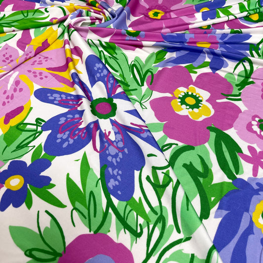 Jersey di Viscosa Fantasia Floreale Multicolore