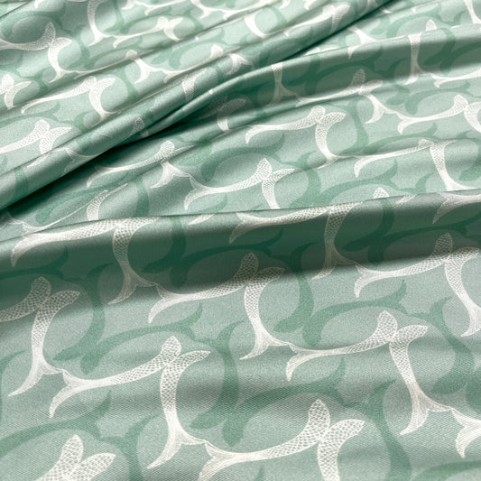 Twill di Seta Verde Acqua Fantasia