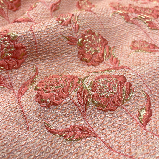 Jacquard floreale seta – Rosa e Oro