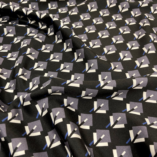 Viscose Satin - Art Deco Geometric Pattern