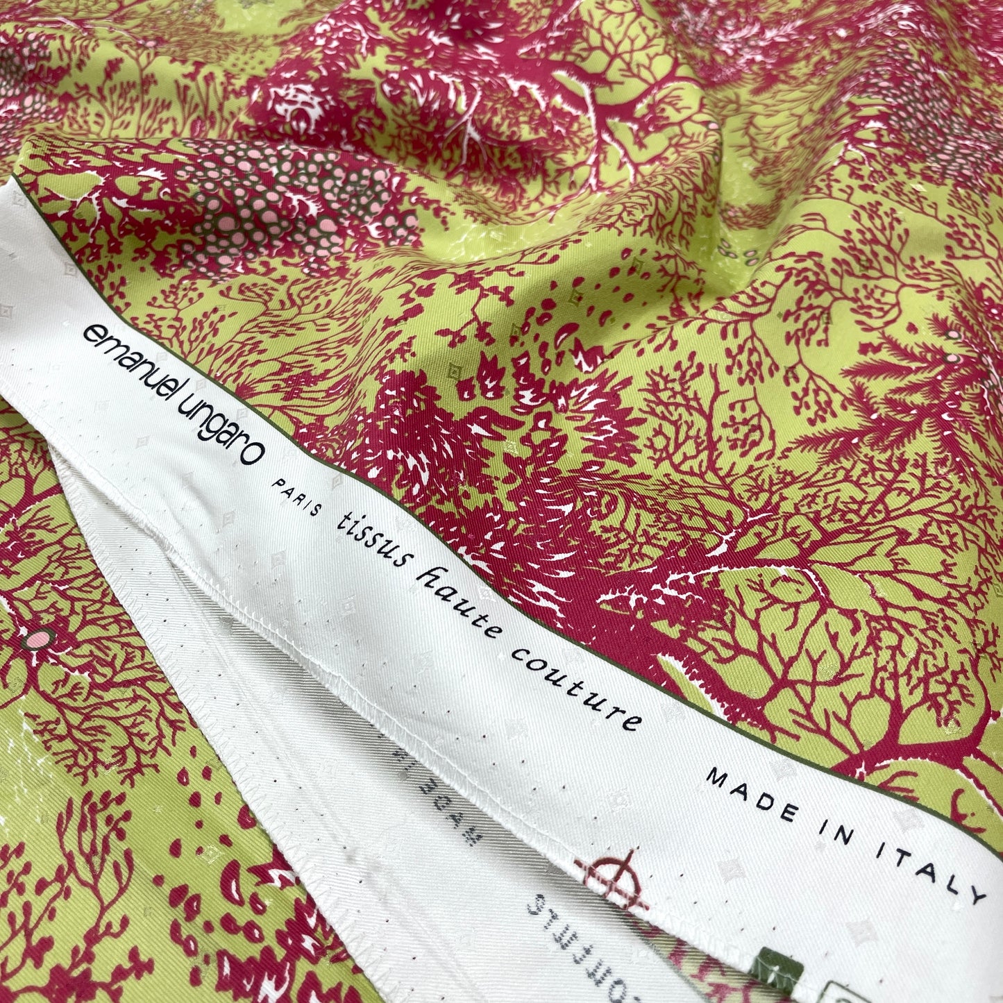 Jacquard Cotone Seta Corallo Lime Haute Couture