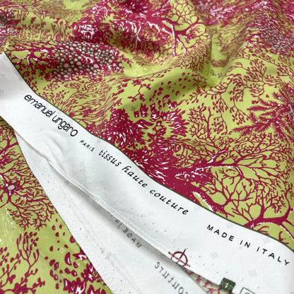 Jacquard Cotone Seta Corallo Lime Haute Couture