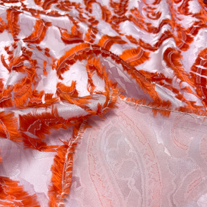 Jacquard Seta Viscosa -  Fil Coupé   Fondo Lilla Chiaro