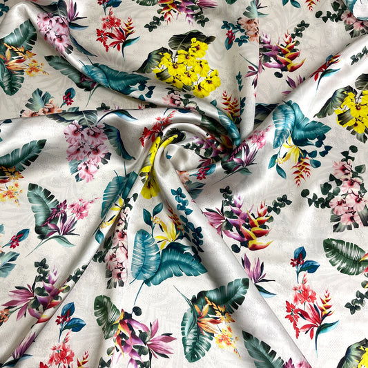 Tropical Floral Fantasy Silk Satin – 4.00 × 1.40 m