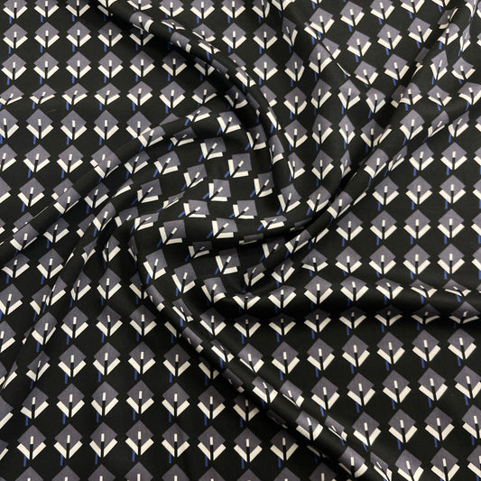 Viscose Satin - Art Deco Geometric Pattern