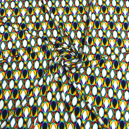 Jersey di Viscosa Fantasia Geometrica Ovale