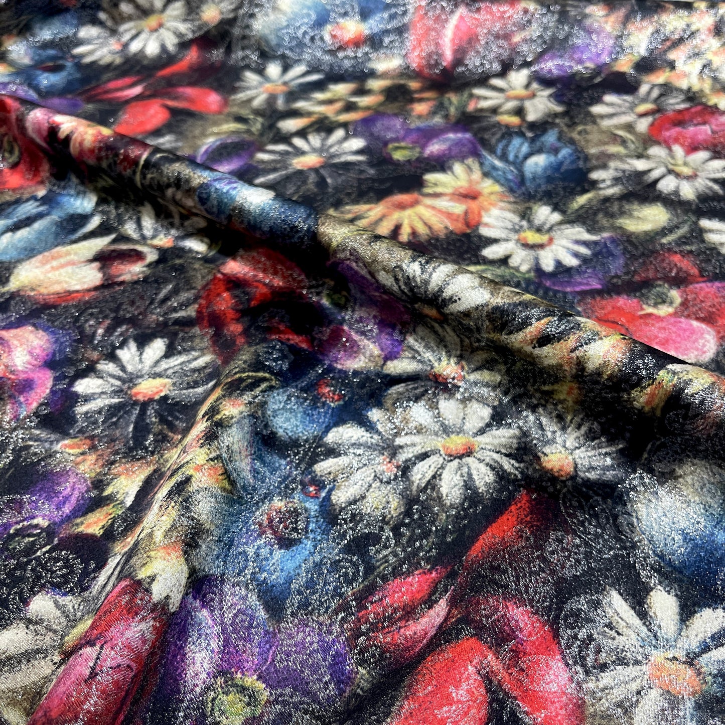 Multicolor Floral Jacquard Silk with Lurex Effect