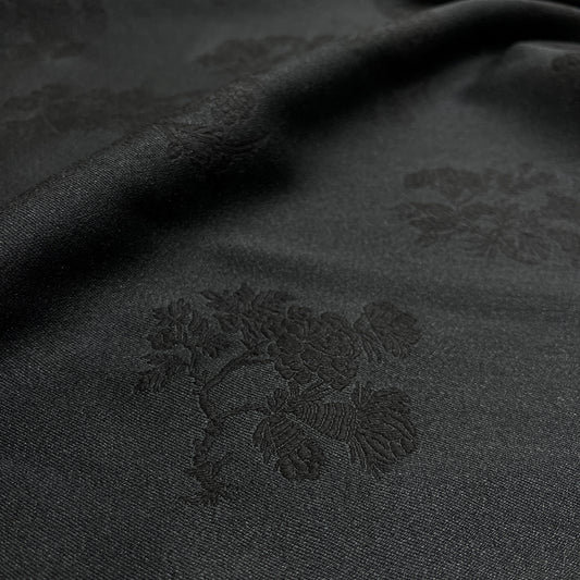Lana Vergine Seta e Cashmere Jacquard Felpato  – Nero (Peso Medio)