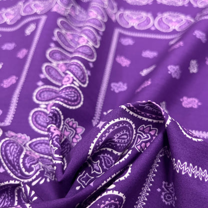 Cotone Popeline Paisley Viola