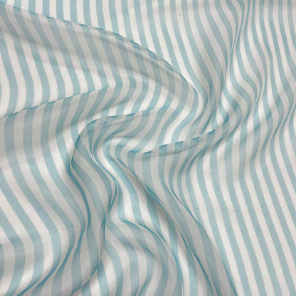 Silk Organza - Aqua Green Stripes