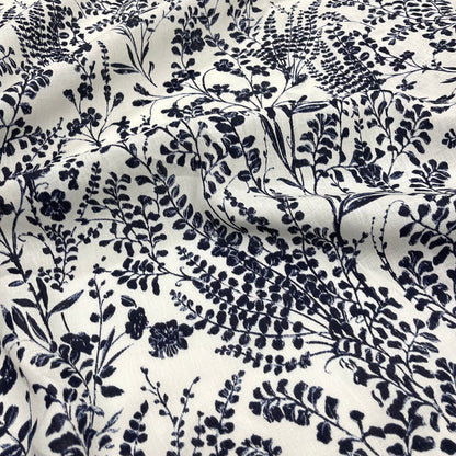 Lino Fantasia- Floreale Blu Scuro