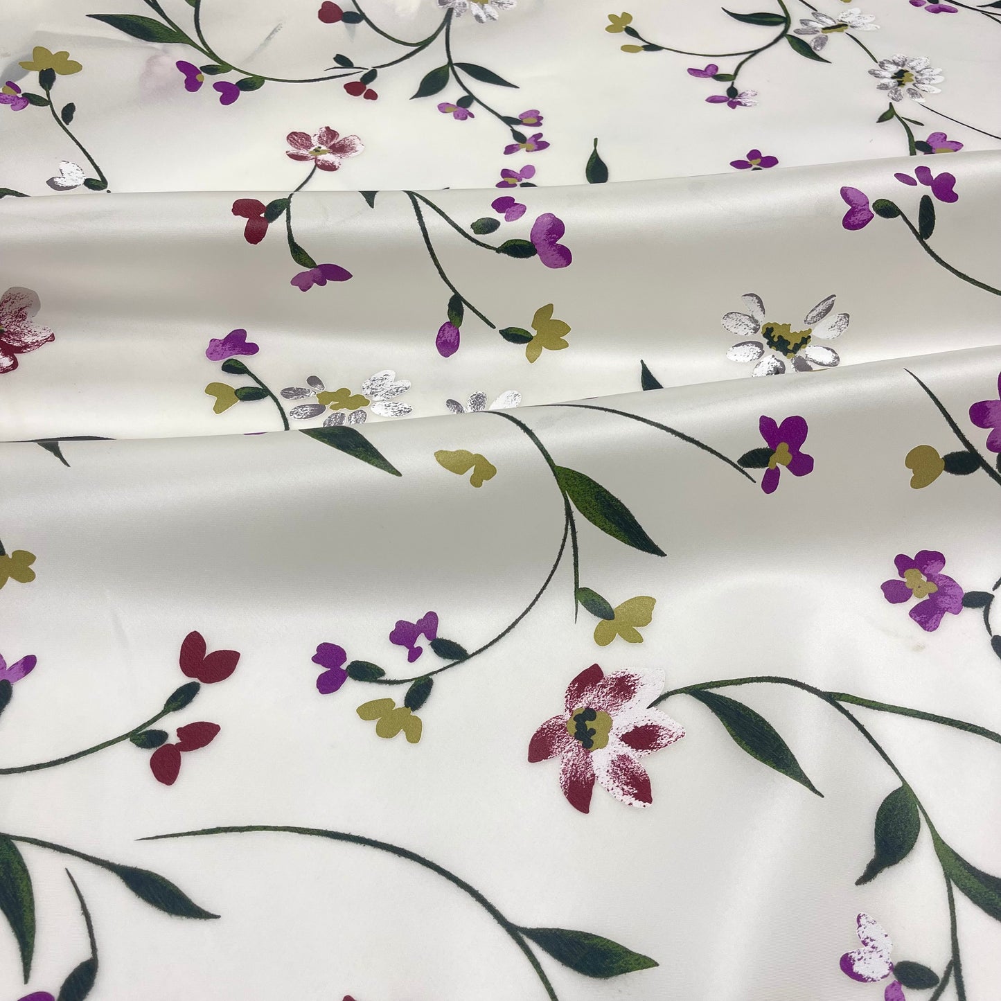 Doppia Organza di Seta - Floreale Effetto Dipinto a Mano