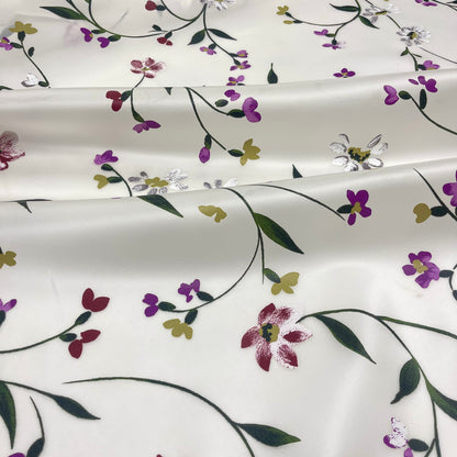 Doppia Organza di Seta - Floreale Effetto Dipinto a Mano