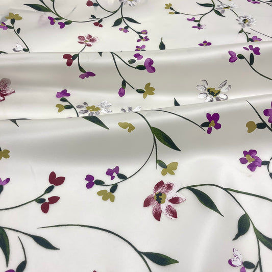 Doppia Organza di Seta - Floreale Effetto Dipinto a Mano
