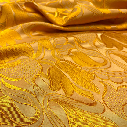 Jacquard Viscosa Acetato - Oro Fiori Barocco