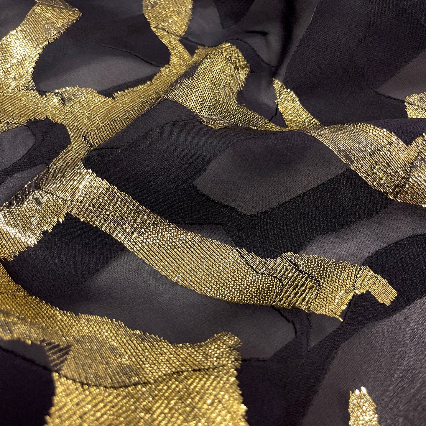 Lame Devoré Organza - Black Gold