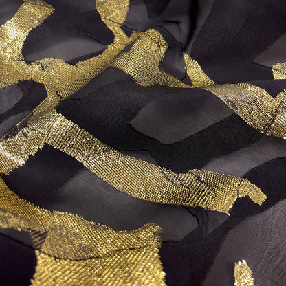 Lame Devoré Organza - Black Gold