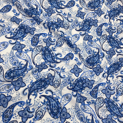 Cotone Leggero Paisley Blu
