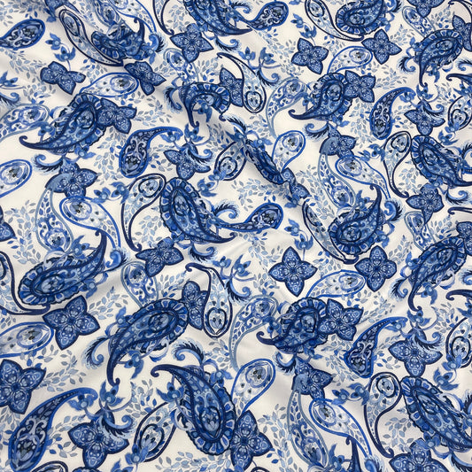 Cotone Leggero Paisley Blu