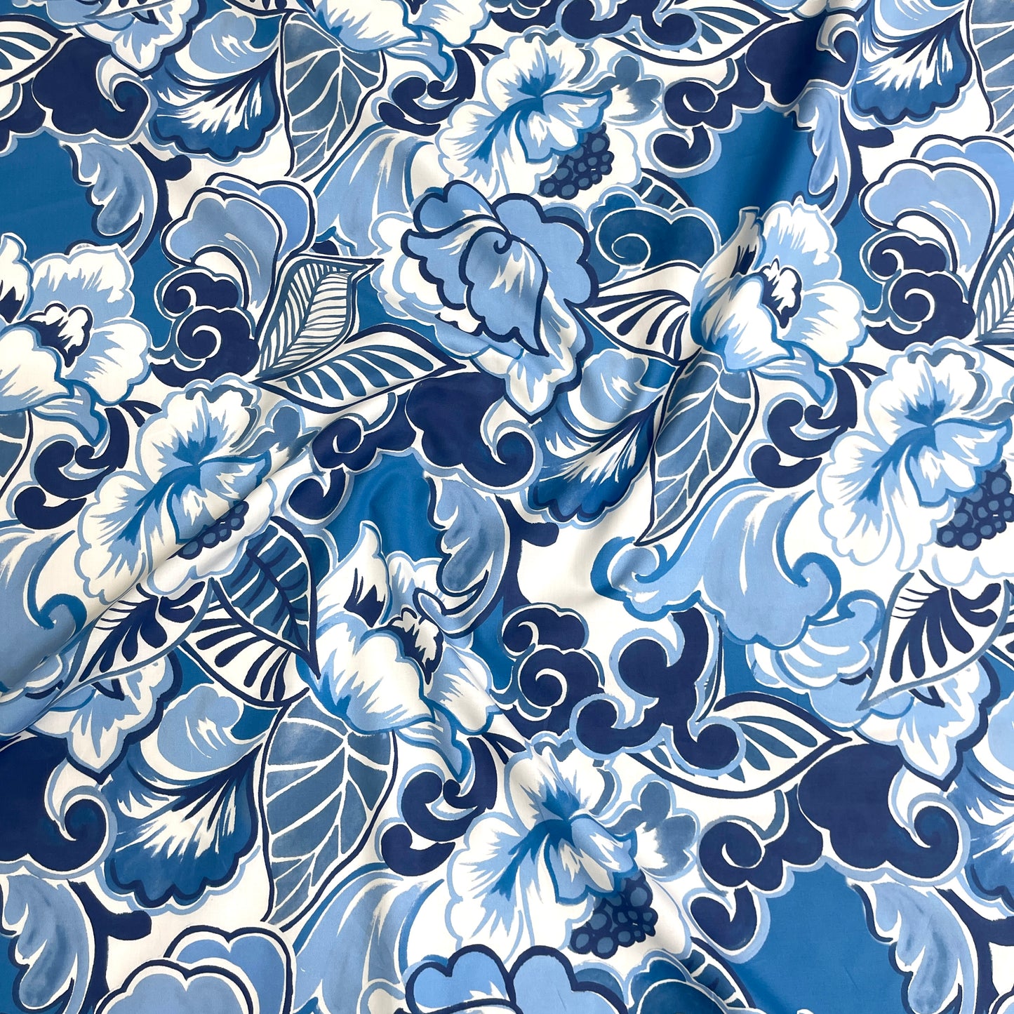 Cotone Fantasia - Floreale Blu
