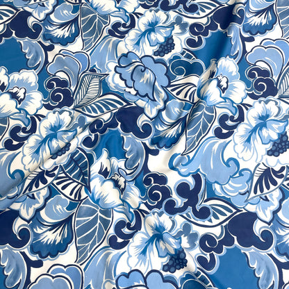 Cotone Fantasia - Floreale Blu