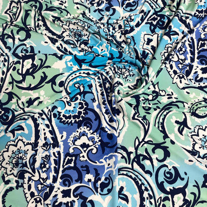 Jersey di Viscosa Fantasia Maiolica Blu