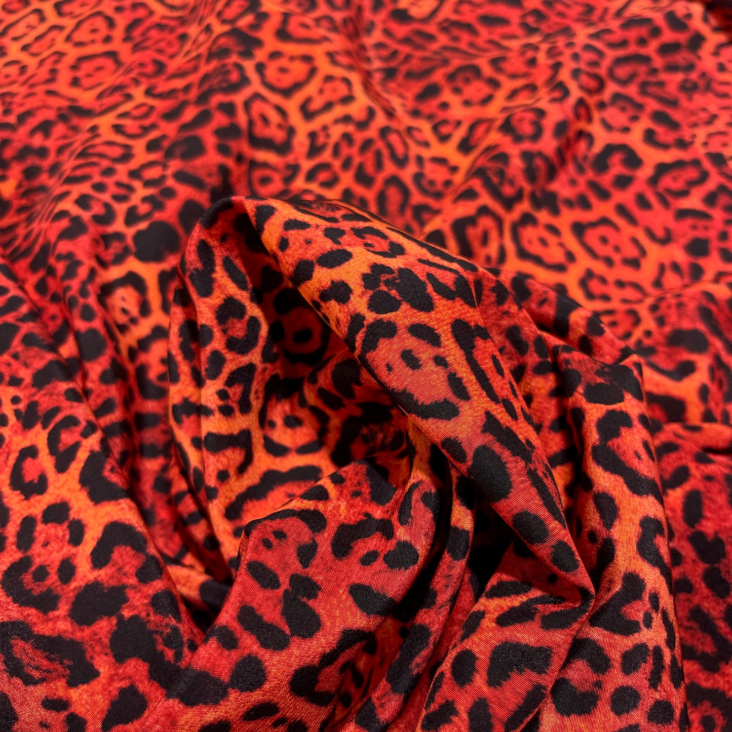 Seta Crepe de Chine - Animalier Rosso