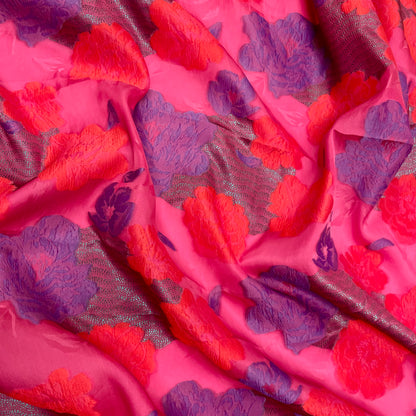 Jacquard Triple Organza – Floral Fuchsia