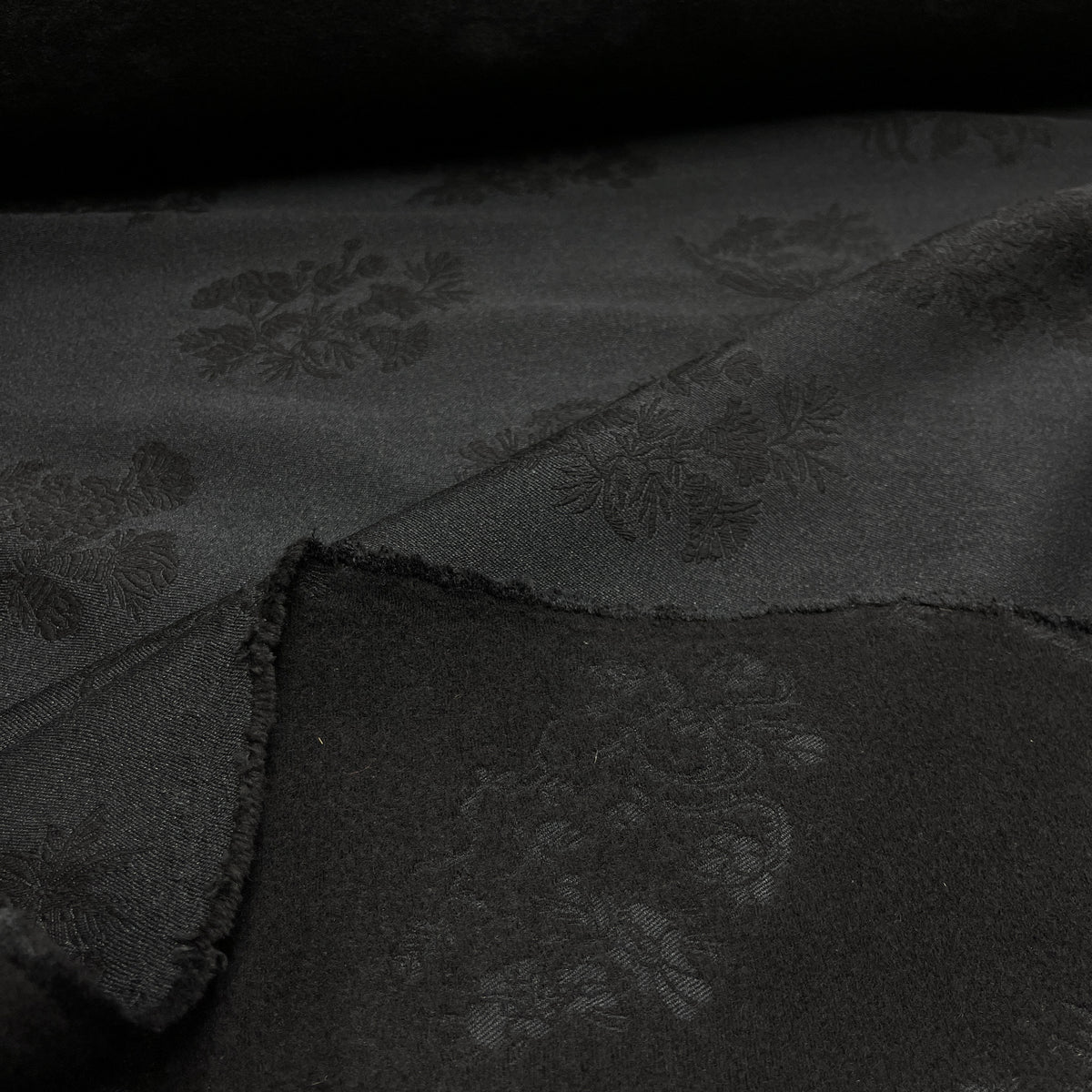 Lana Vergine Seta e Cashmere Jacquard Felpato  – Nero (Peso Medio)