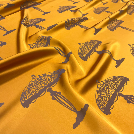 Viscose and Acetate Jacquard - Mustard Umbrellas