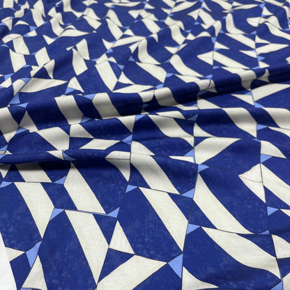 Viscosa Satin Geom Blu