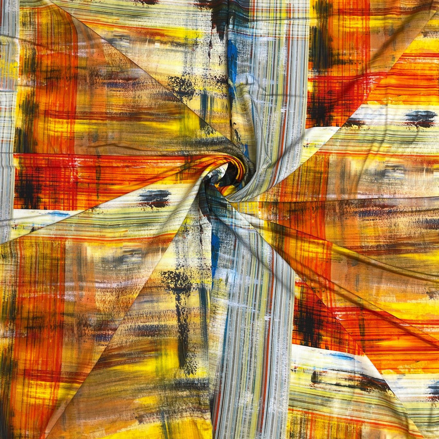 Jersey di Viscosa Fantasia Astratta Multicolor