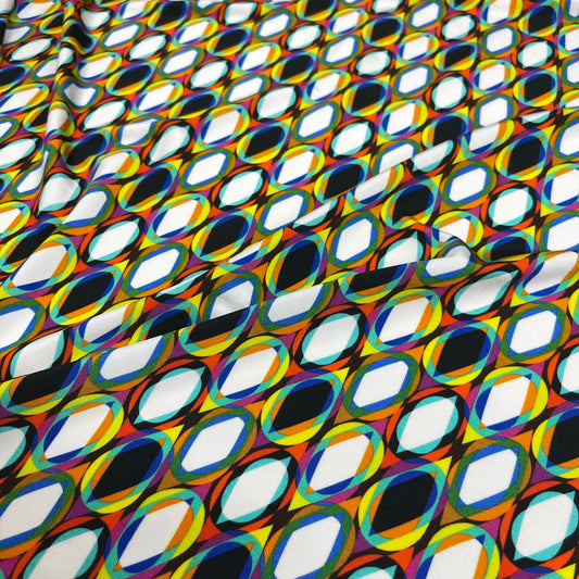 Jersey di Viscosa Fantasia Geometrica Ovale