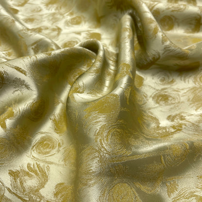 Cady Viscosa Jacquard Satinato Floreale Verde