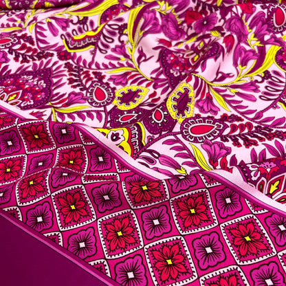 Crepe di Viscosa -  Floreale con Bordo 20 cm Coordinato