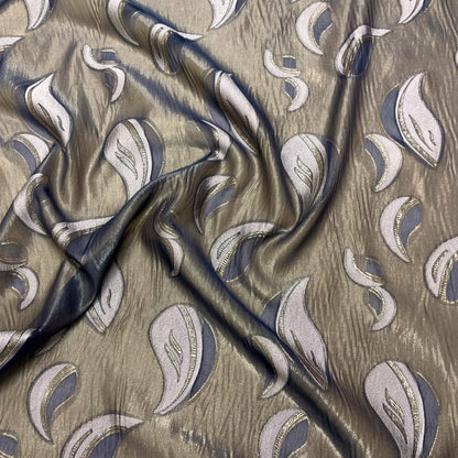 Jacquard Seta Lamé - Blu e Oro Astratto
