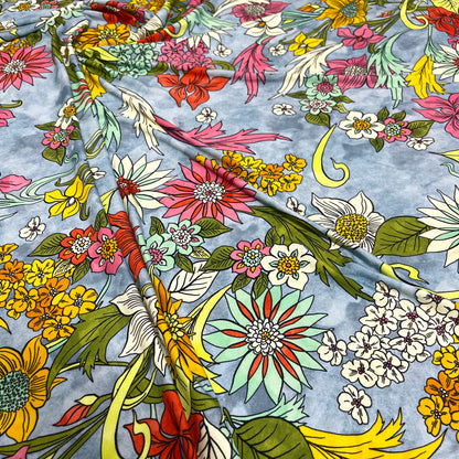 Jersey di Viscosa Fantasia Floreale Multicolore