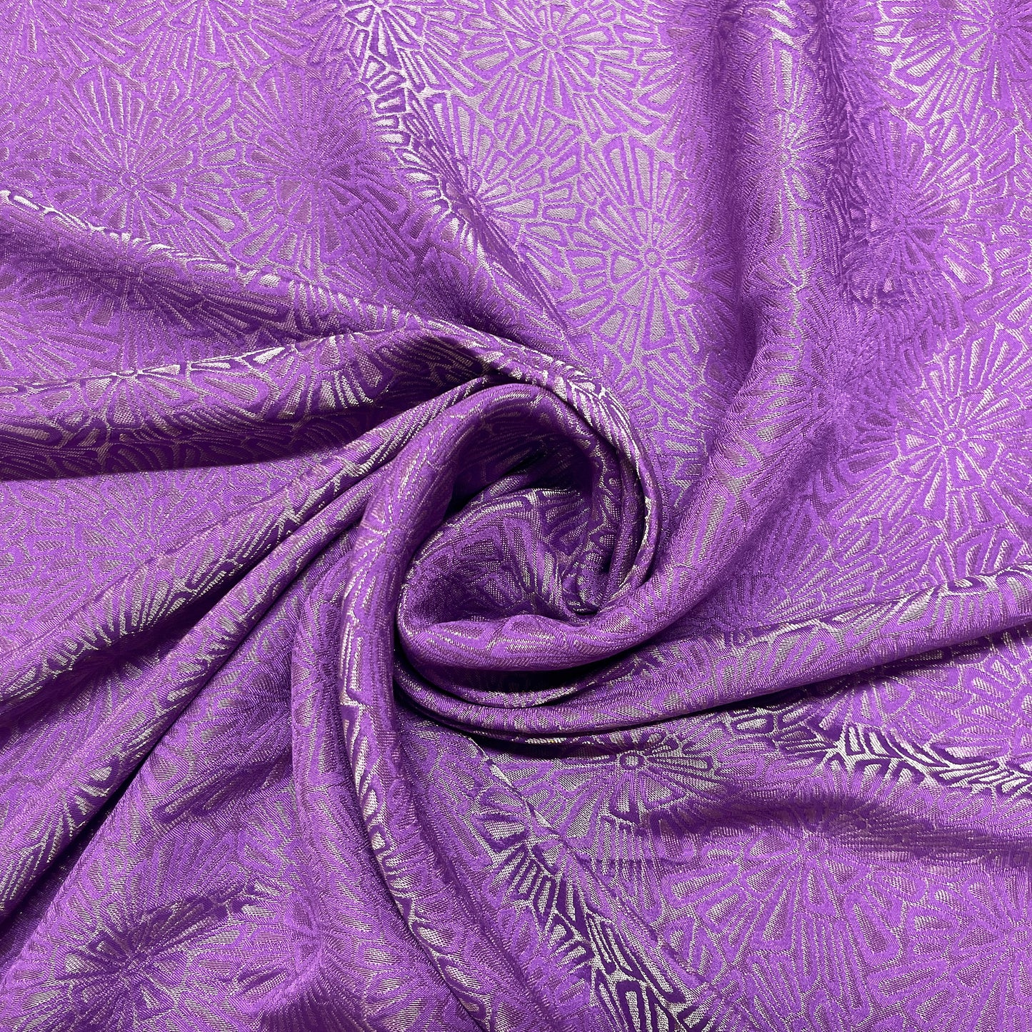 Jacquard Seta Lamé - Fiori Geometrici Viola