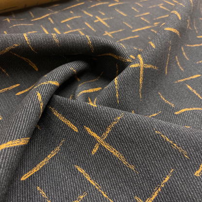 Lana Vergine Jacquard – Antracite e Ocra