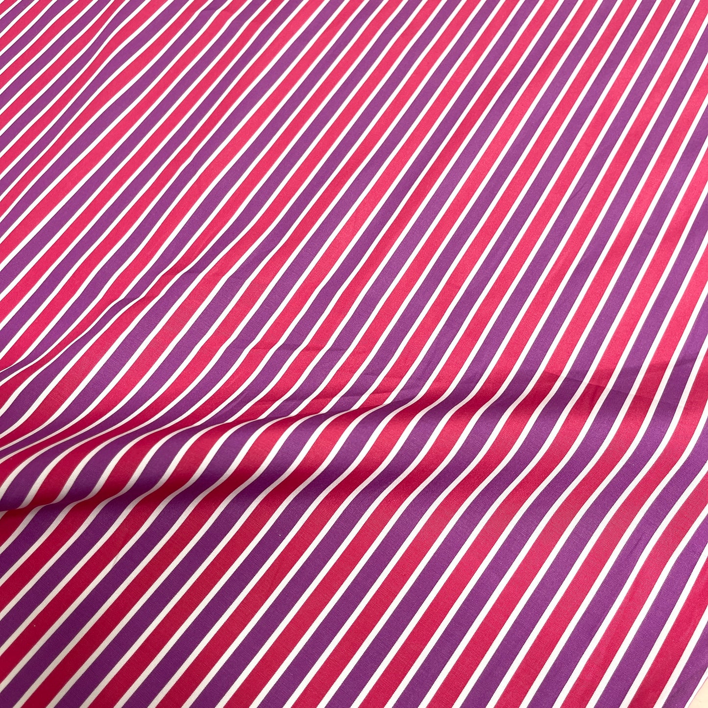 Cotone a Righe Fucsia, Lilla e Bianco