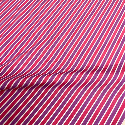 Cotone a Righe Fucsia, Lilla e Bianco