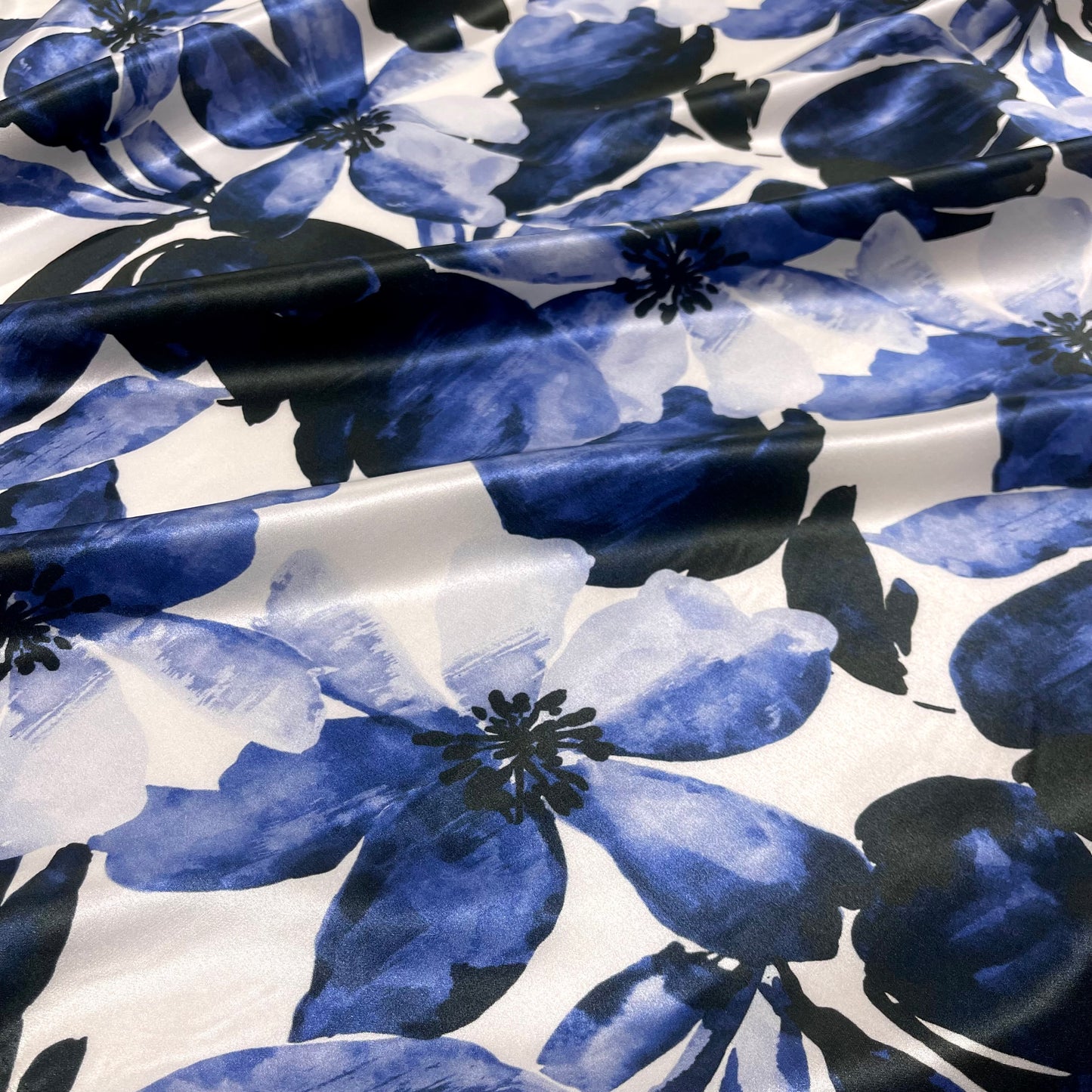 Raso di Seta Fiori Blu