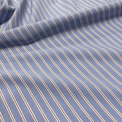 Cotone Popeline a Righe Azzurro